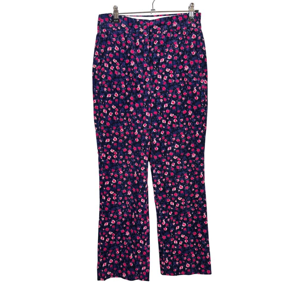 J. Crew Kickout Cord Pants Womens 0 Navy Blue Floral Corduroy High Rise Straight